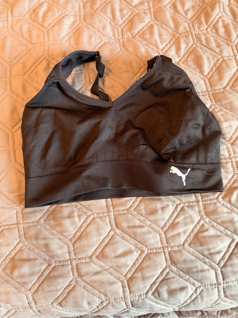 Puma Black Sports Bra with White Logo